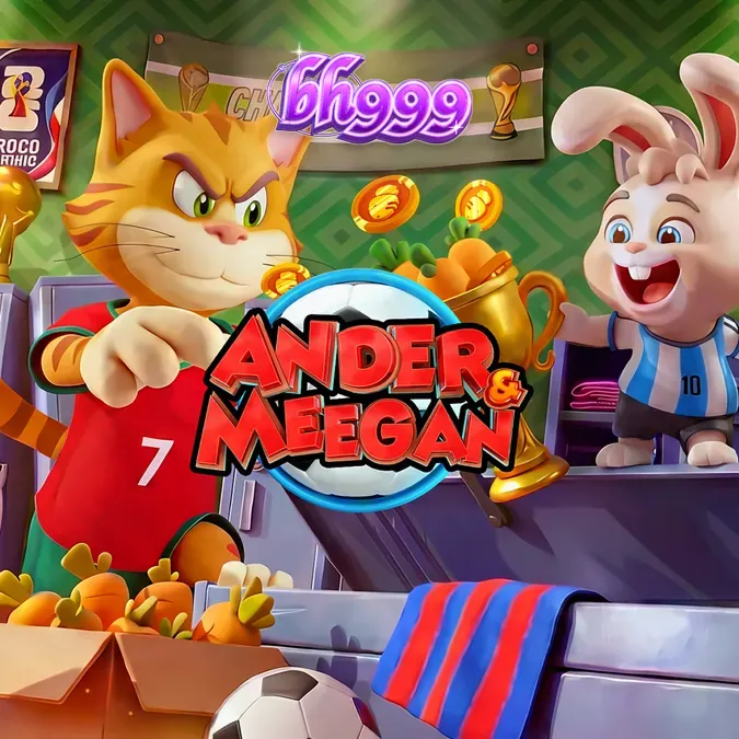 Ander & Meegan slot game interface featuring football rivalry theme